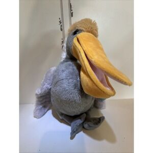 Turtle Tracks Family " Gulp The Pelican" Plush Animal With Fish On String Beachy